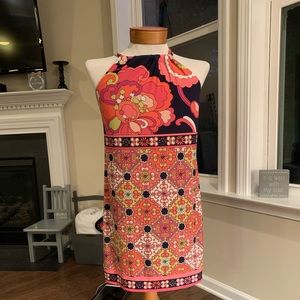Vintage Trina Turk Floral Halter Dress - Pink, Orange, Black